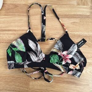 New Hurley Floral bikini top with removable padding